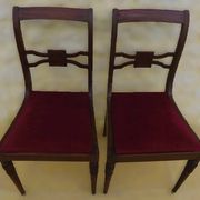 2 stylish solid wood chairs with red velvet fabric seats