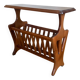 Vintage magazine rack with shelf, Solid cherry wood side table from the 1990s
