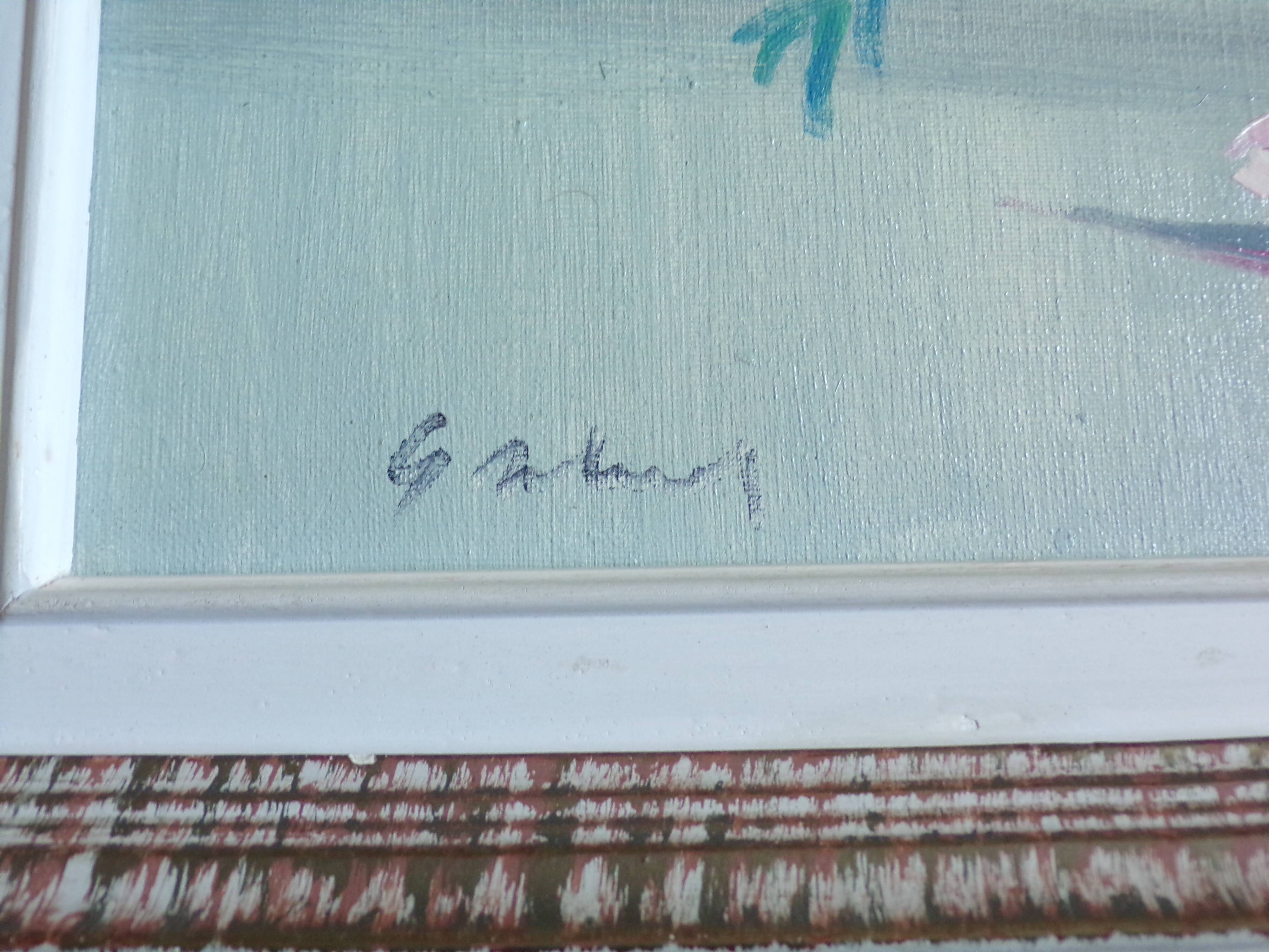 Old painting representing a bouquet of flowers