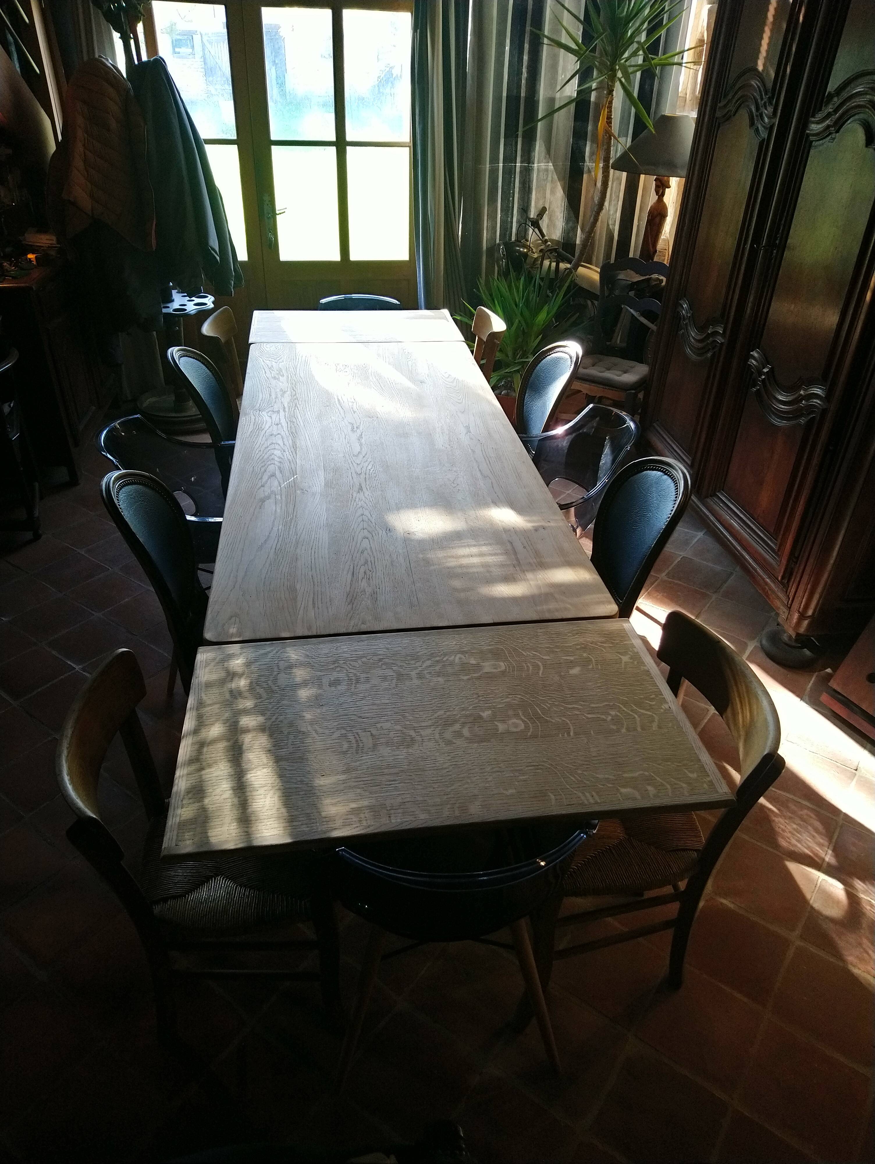 Oak farmhouse table with extensions