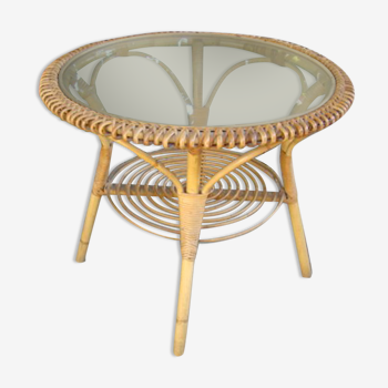 Vintage rattan/wicker round table