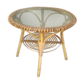 Vintage rattan/wicker round table