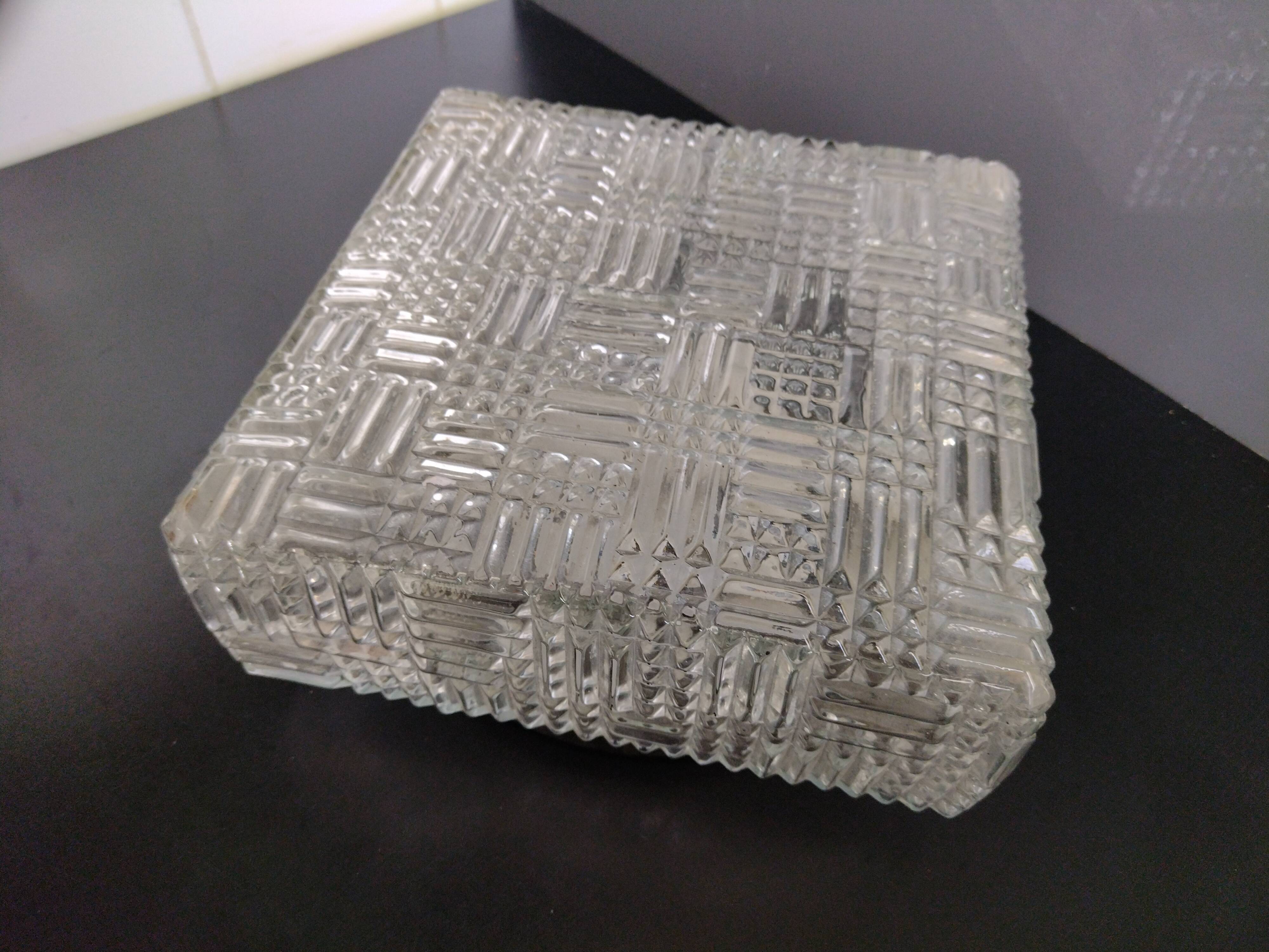 Ceiling lamp / wall lamp vintage molded glass 1970
