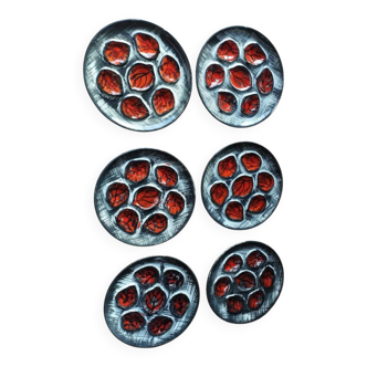 Set of 6 oyster plates