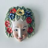 Ceramic wall face signed Il Falco