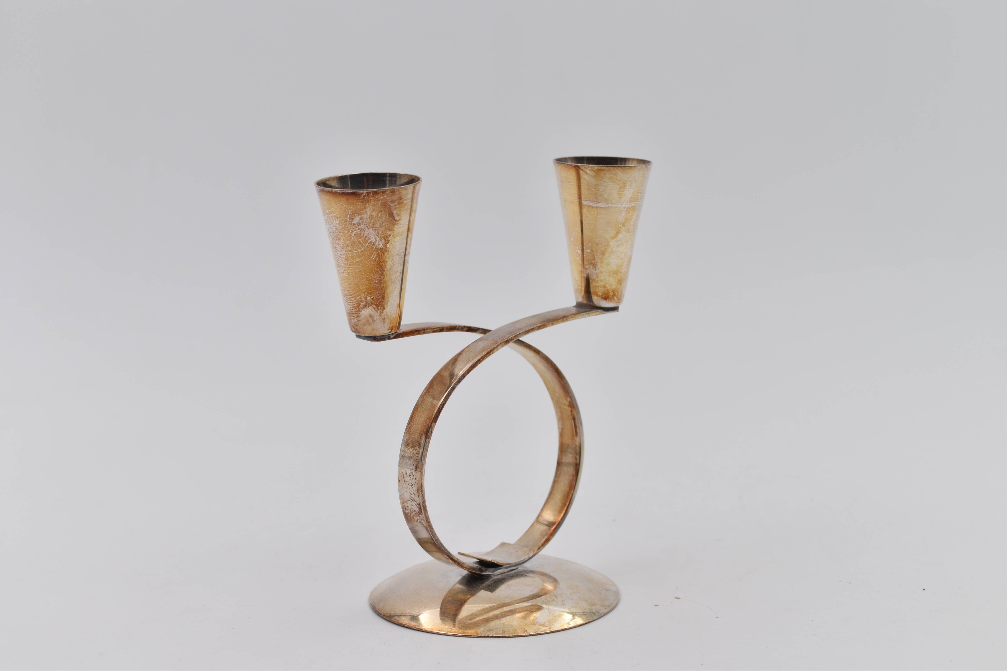 Vintage Danish silver metal candlestick