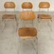 Set of 4 metal and wood school chairs, former Czechoslovakia, 1960.