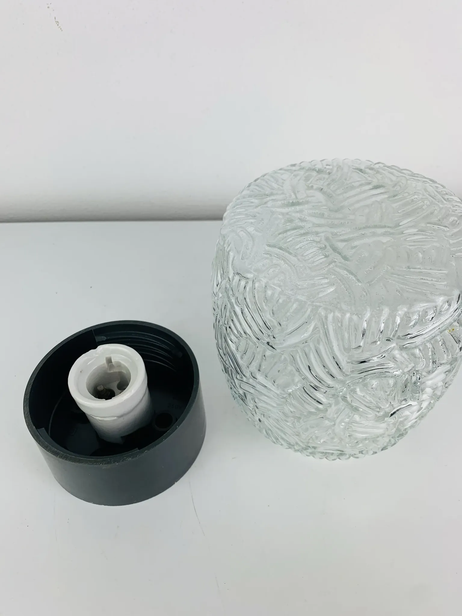 Moulded glass wall light from the 1950s, ceiling light.