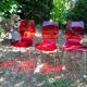 set of 3 vintage plexiglass chairs