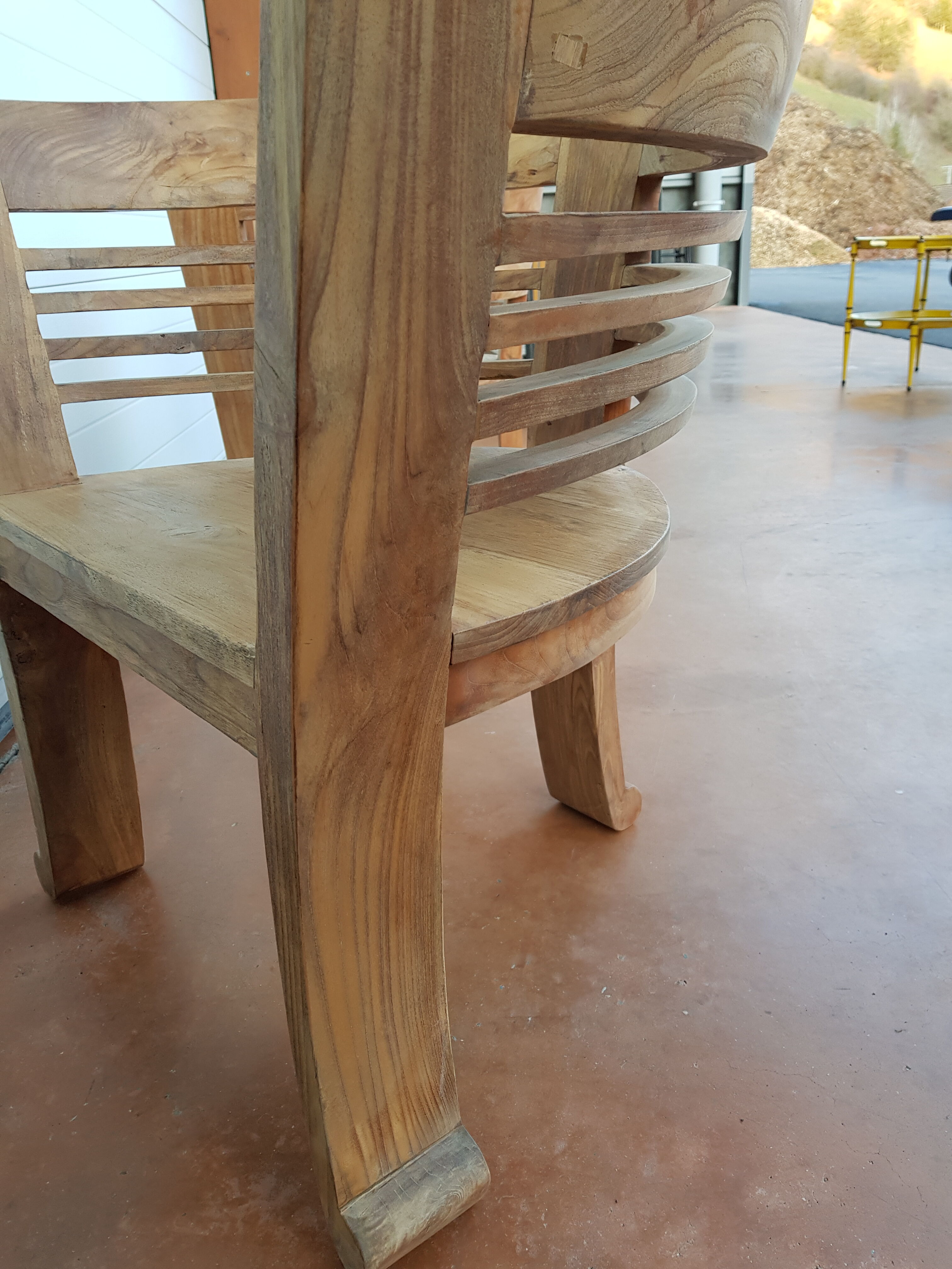 2 Colonial-style Semi-Moon Chairs in Exotic Wood