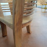 2 Colonial-style Semi-Moon Chairs in Exotic Wood