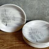 Six assiettes céramique Niderviller service "Chatons" années 50.