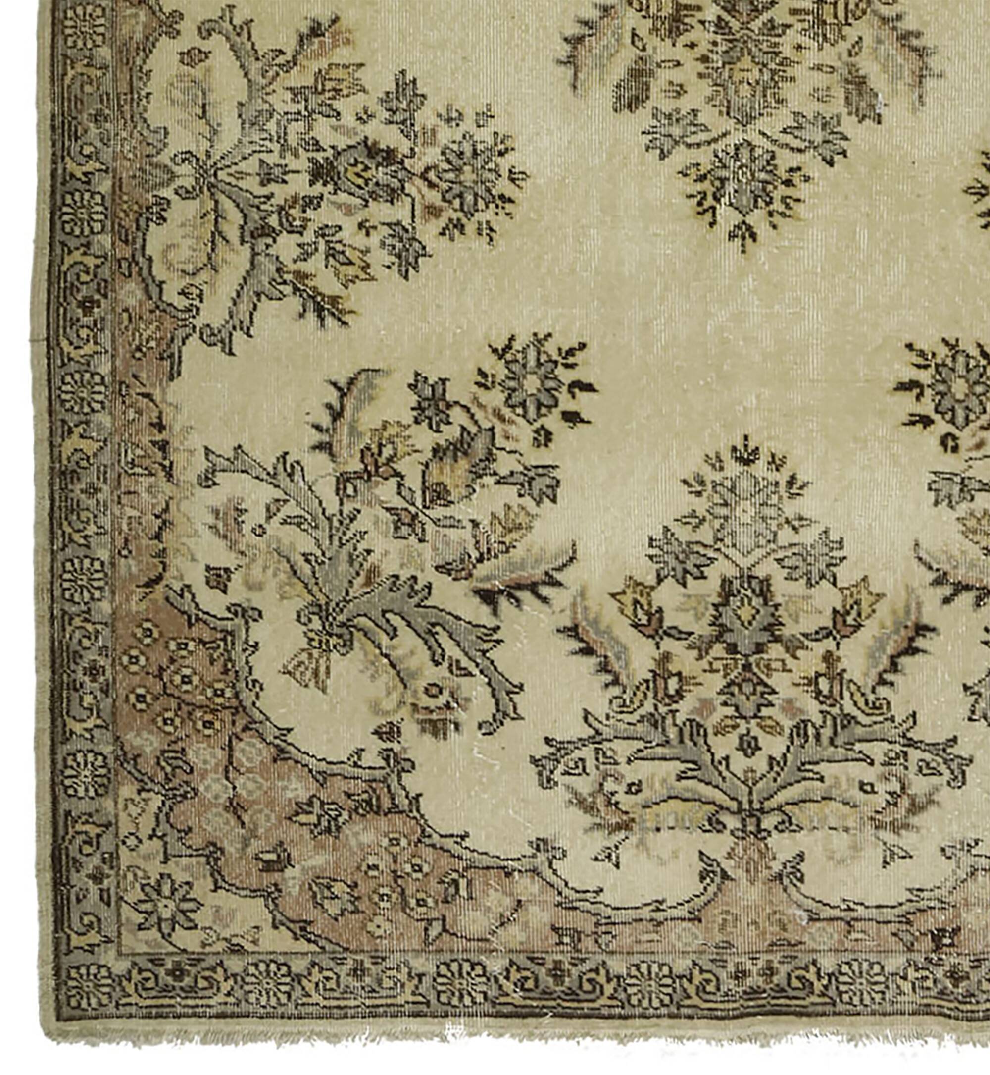 Vintage Turkish Carpet Floral Beige Brown 280 x 161 cm
