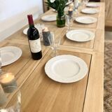 Table de ferme en chêne massif avec 2 rallonges centrales