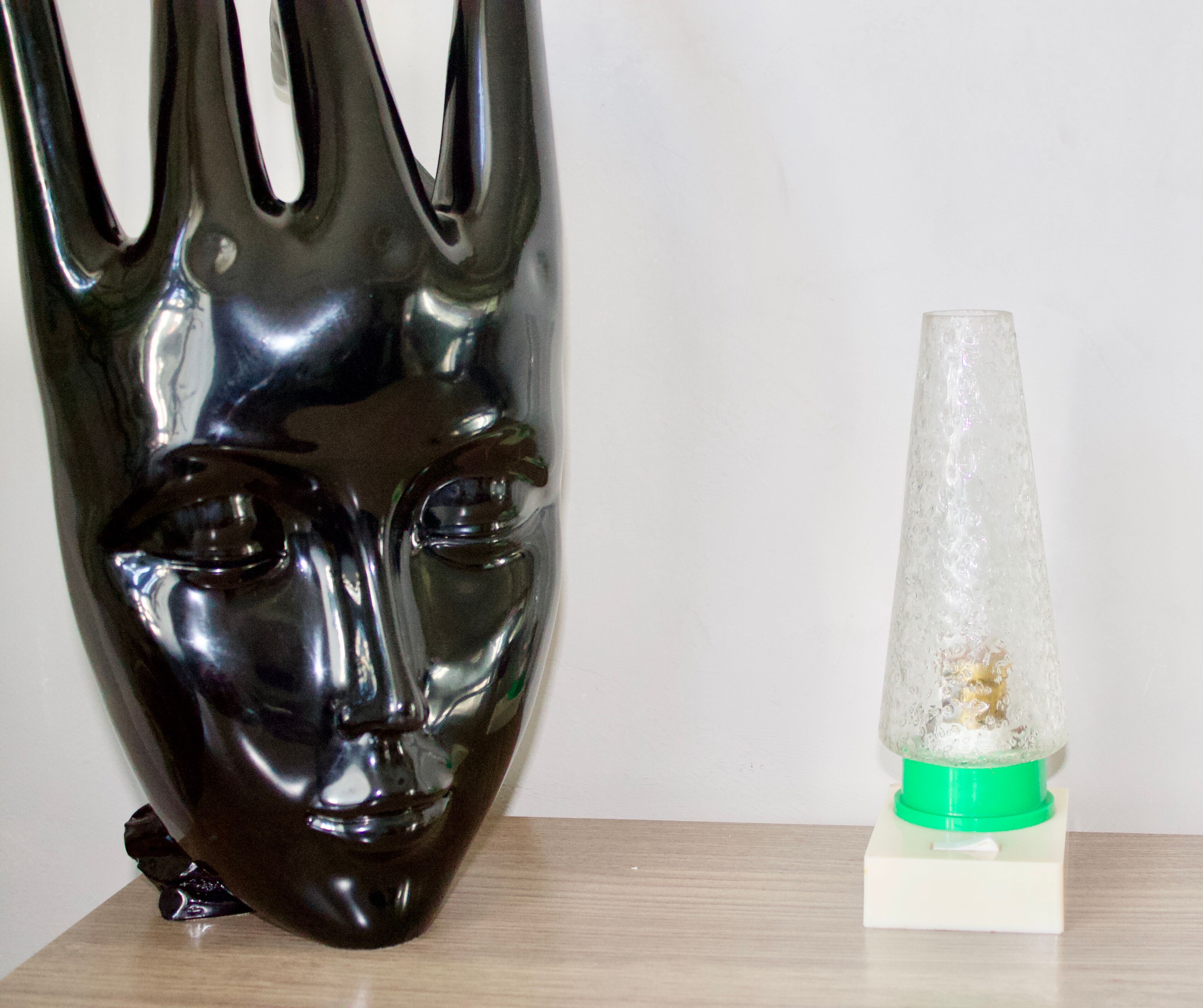 Lampe vintage, lampe veilleuse, space age en verre bullé