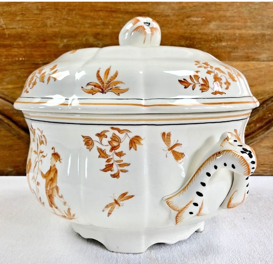 Ancienne soupière légumier Longchamp décor Moustiers  Olérys