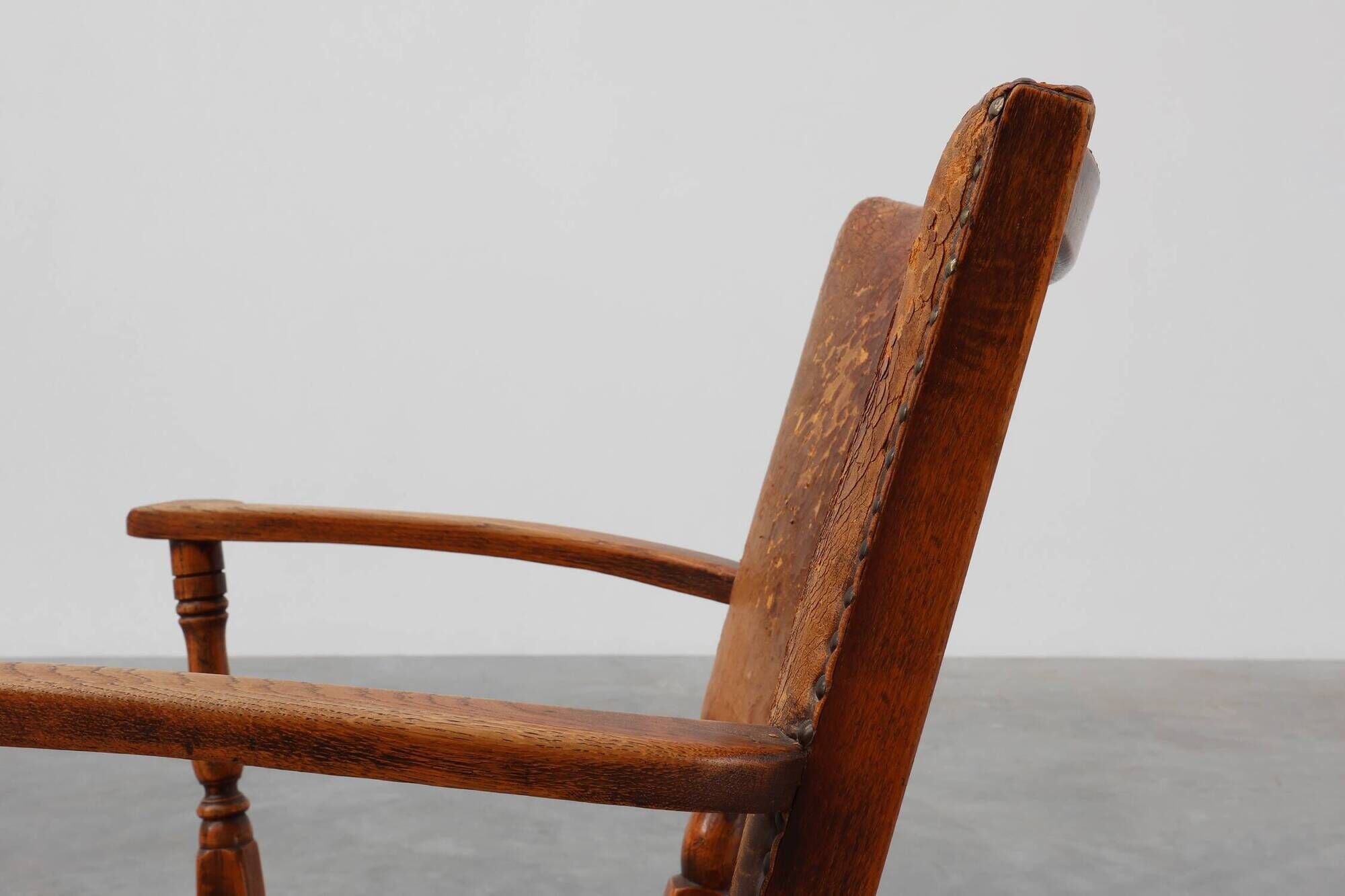 Leather and oak Armchair by Theo Ruth for Artifort, The Netherlands 1940s
