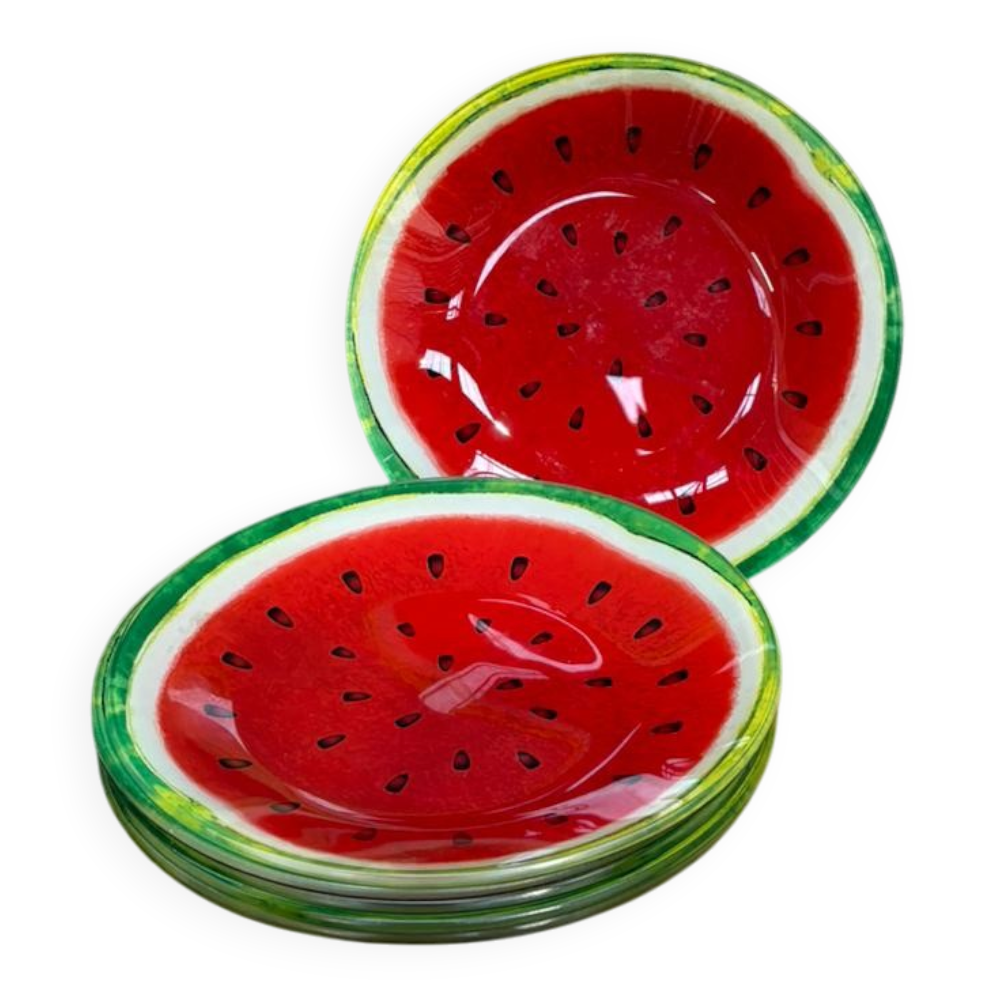 Assiette plate en verre à décor pastèque