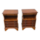 2 old wooden bedside tables with leather top