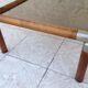 Table design bass, vintage, 70s wood and smoked glass