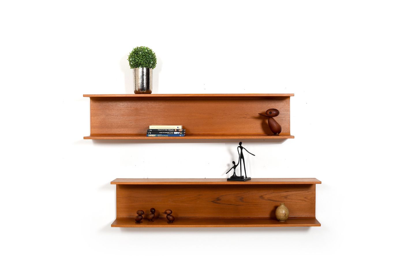 Pair teak wall shelves by Pedersen and Hansen 1960s