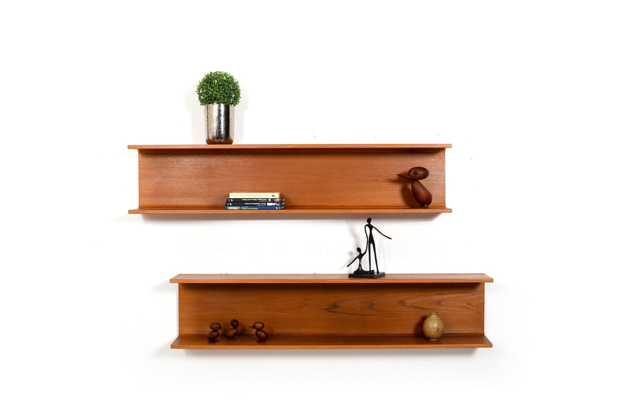 Pair teak wall shelves by Pedersen and Hansen 1960s