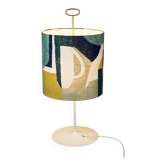 Austrian Mid-Century Table Lamp, White Lacquered with Brass Elements, Attributed to J.T. Kalmar