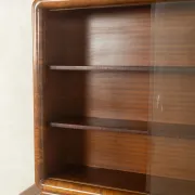 Classic two-piece Art Deco display cabinet from the 1930s with striking burl wood veneer