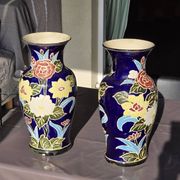 Pair of Dien Thao cobalt blue vases, 20th century.