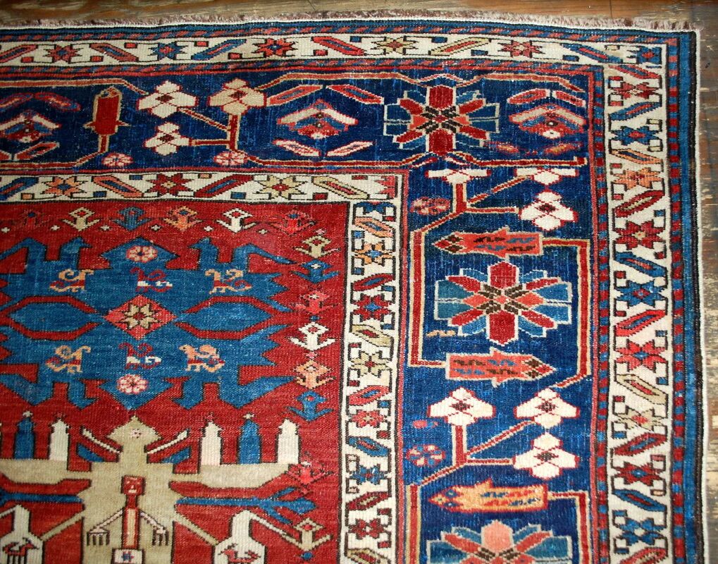 Handmade antique Caucasian Shirvan rug 134cm x 271cm 1880s - 1B491