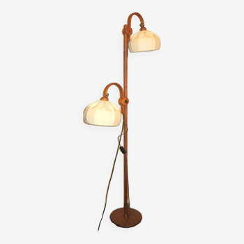 Domus teak multi-adjustable double floor lamp, Denmark 1970s