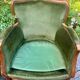 Paire de fauteuils vintage en bois massif et velours vert
