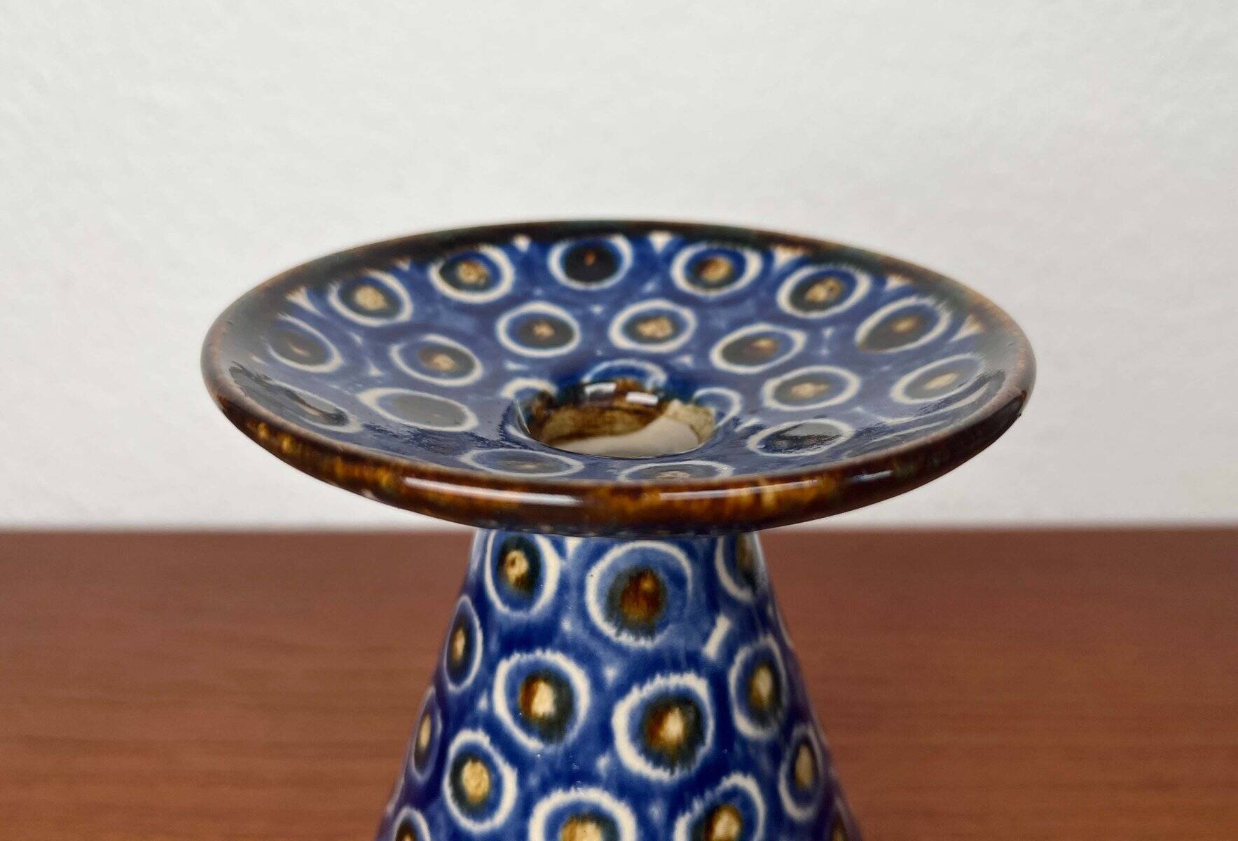 Mid-Century Modern German Vase with Peacock Design