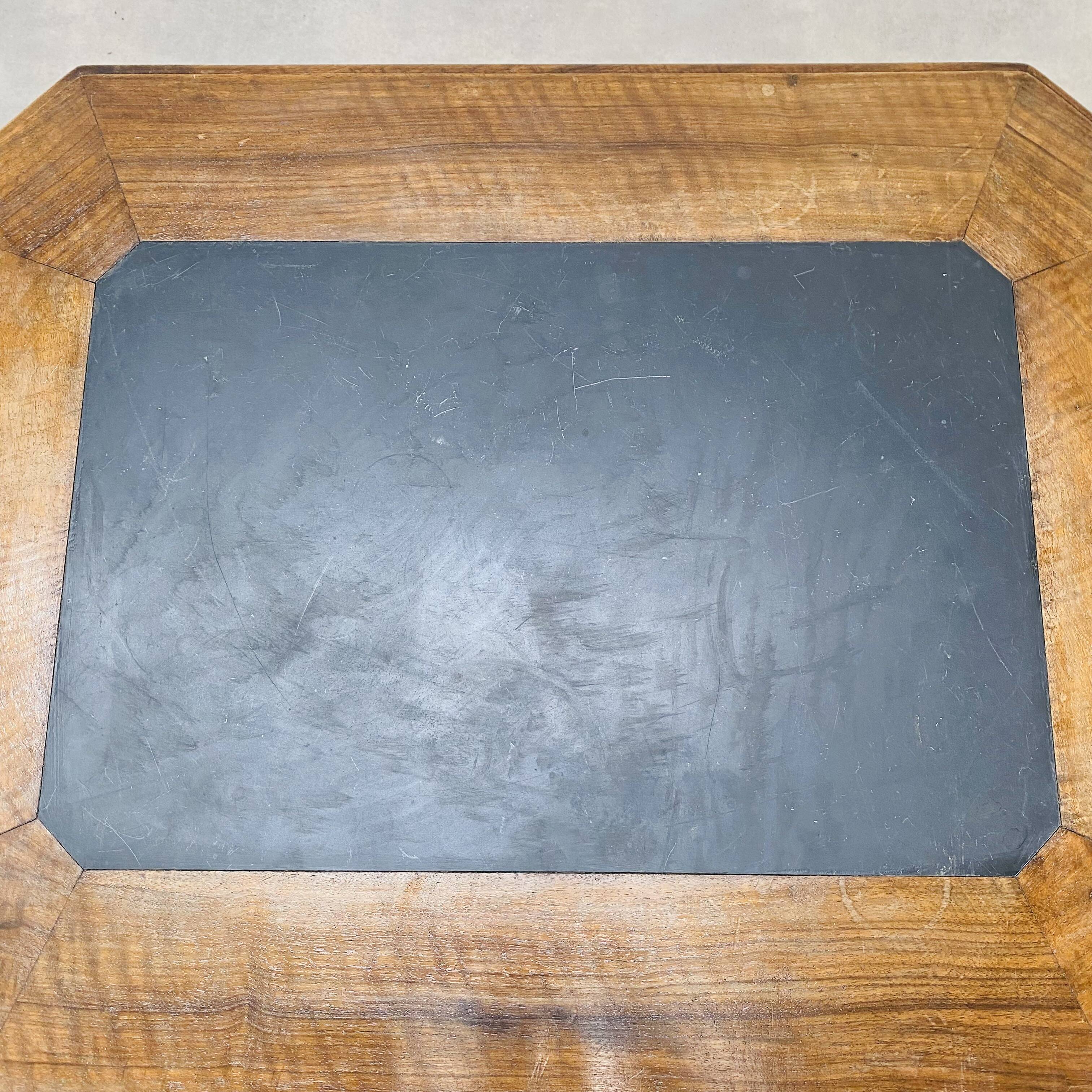Swiss wood and slate money changer table