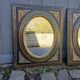 Pair of antique mirrors from the Napoléon III period, black and gilded.