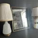 Lampe XIXe en opaline blanche et métal doré