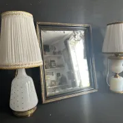 Lampe XIXe en opaline blanche et métal doré