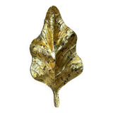 Large Pair of Murano Gilded Glass Leaf Wall Lights - Italy Circa 1980 H 67 cm