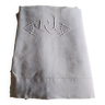 Old ecru linen & cotton sheet - monogram - 210 x 295 cm - new condition