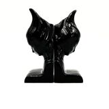 Angelo Minghetti, Art Déco black enamel Bookends, circa 1920, Signed