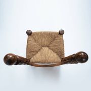 Wooden low chair with rush seat,1950s, in the style of Charles Dudouyt