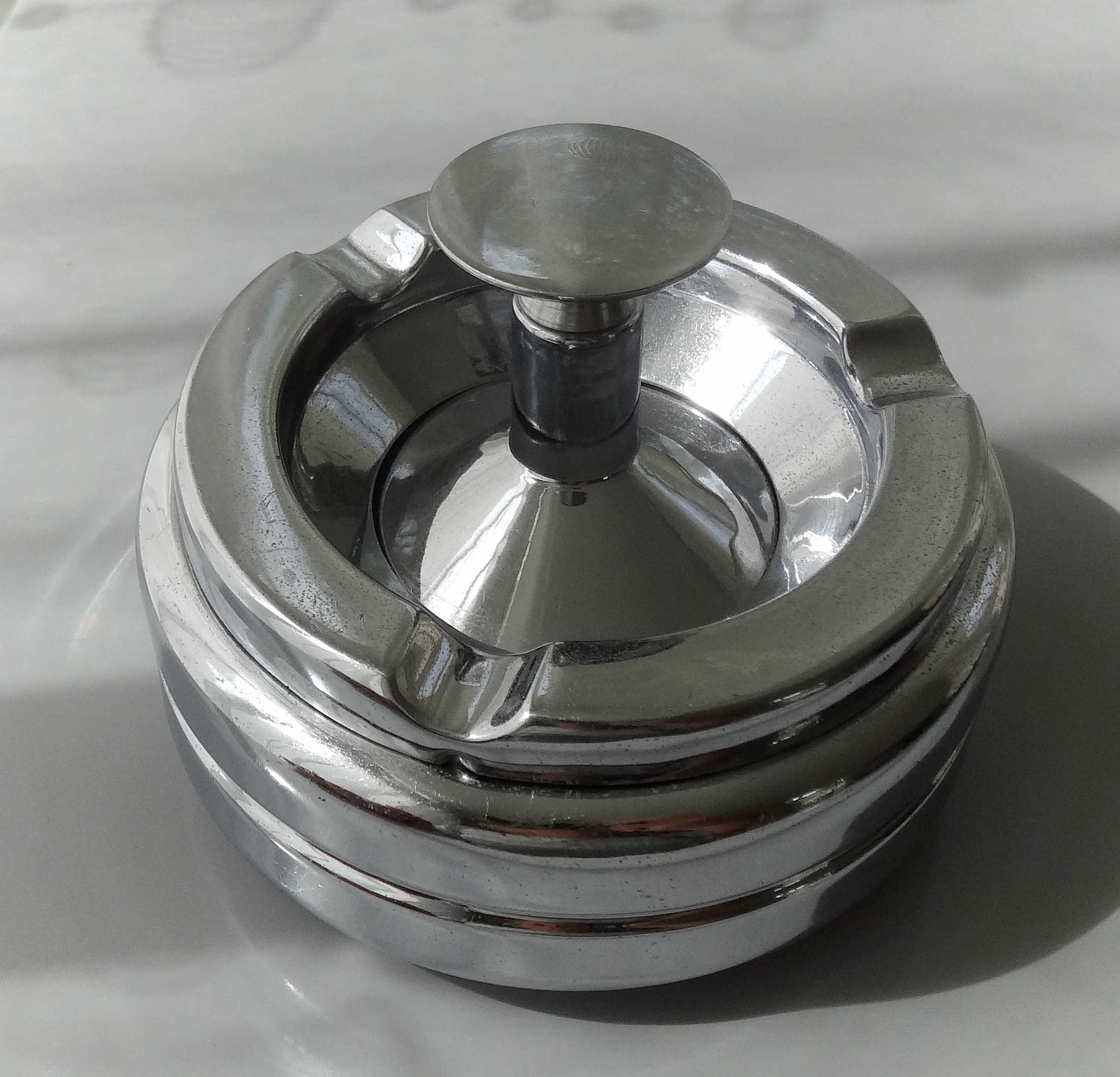 French chrome pusher ashtray 60 years