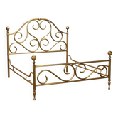 Antique double brass bed with decorations, Italy, 20th century.