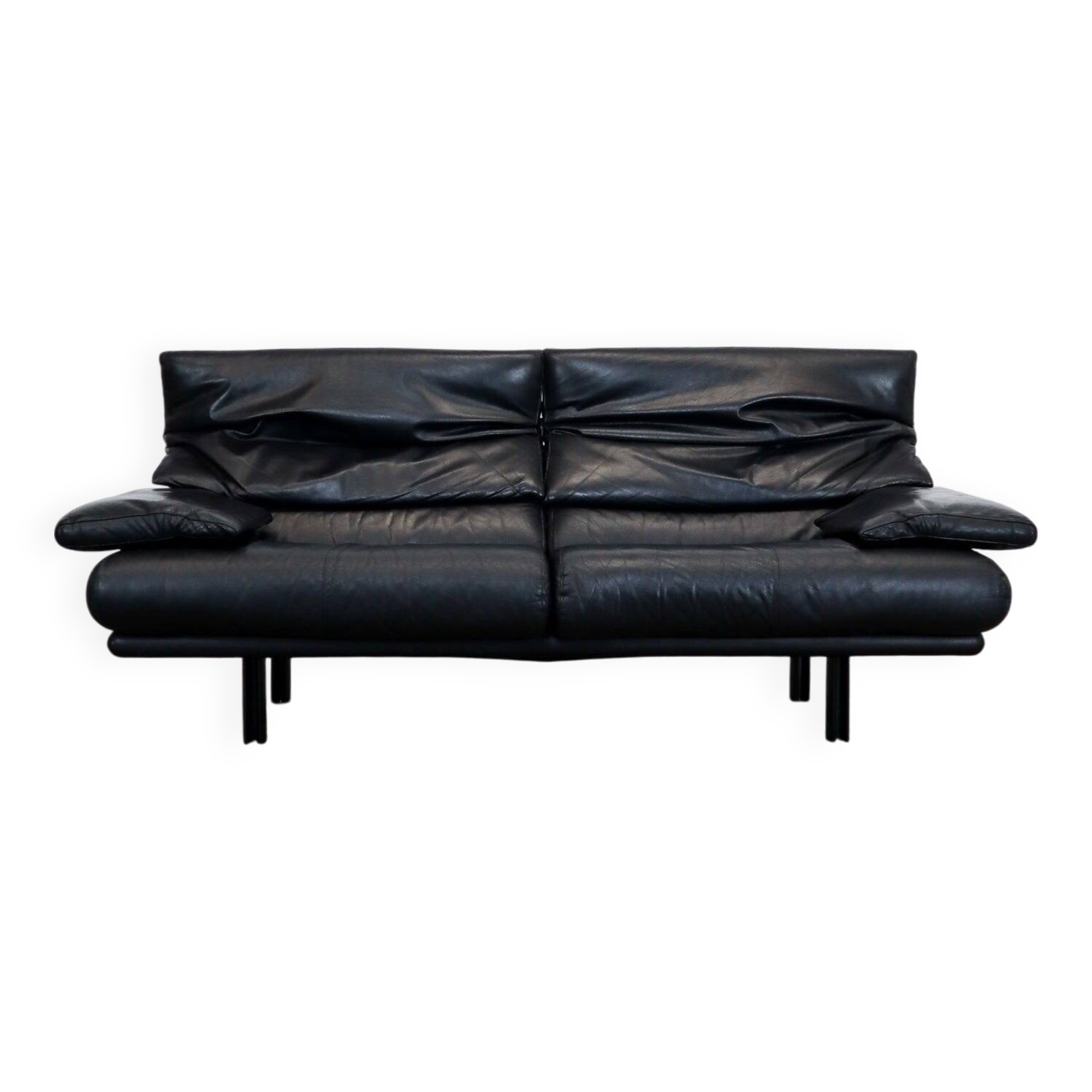 Black leather Alanda sofa by Paolo Piva for B&B Italia, 1980s