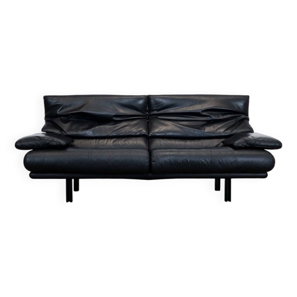 Canapé Alanda en cuir noir, conçu par Paolo Piva pour B&B Italia, années 1980 — Beyit
