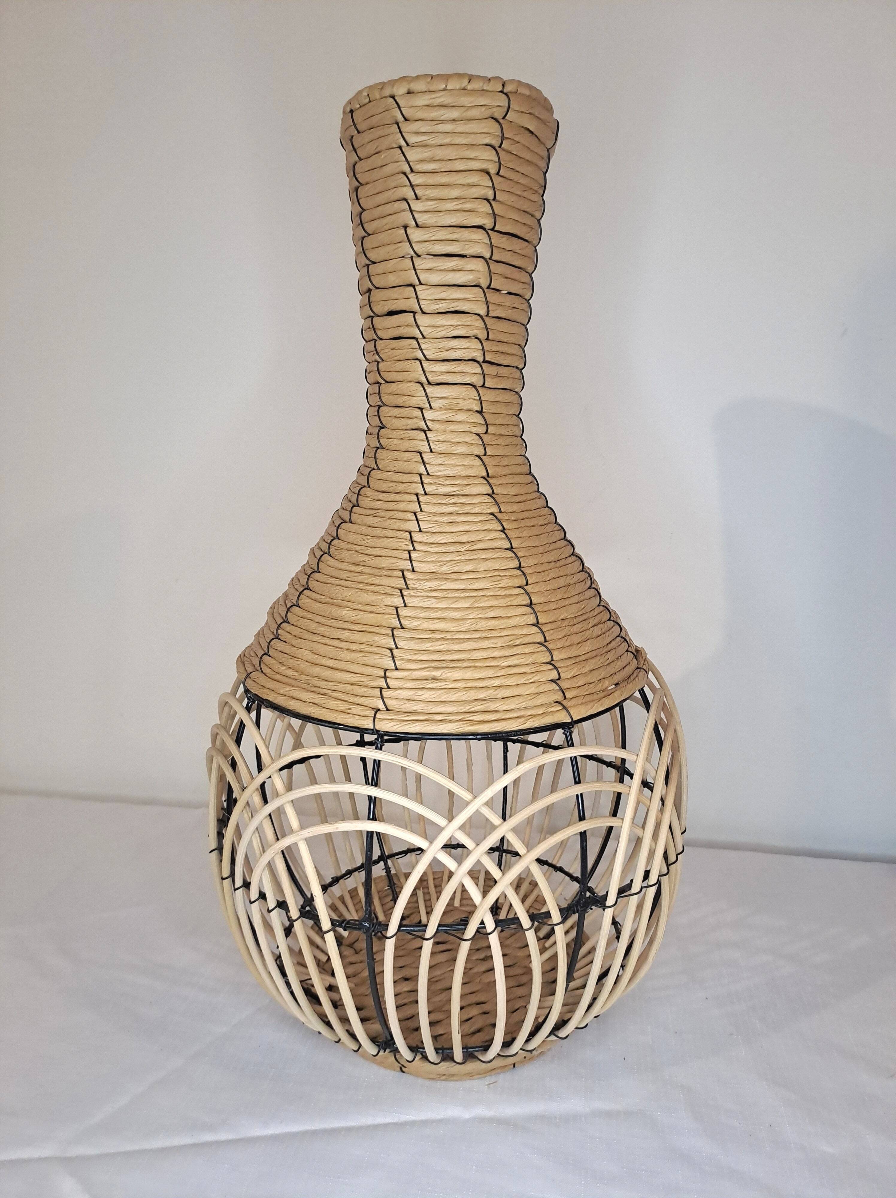 Wicker and rattan decorative vase – modern ethnic style