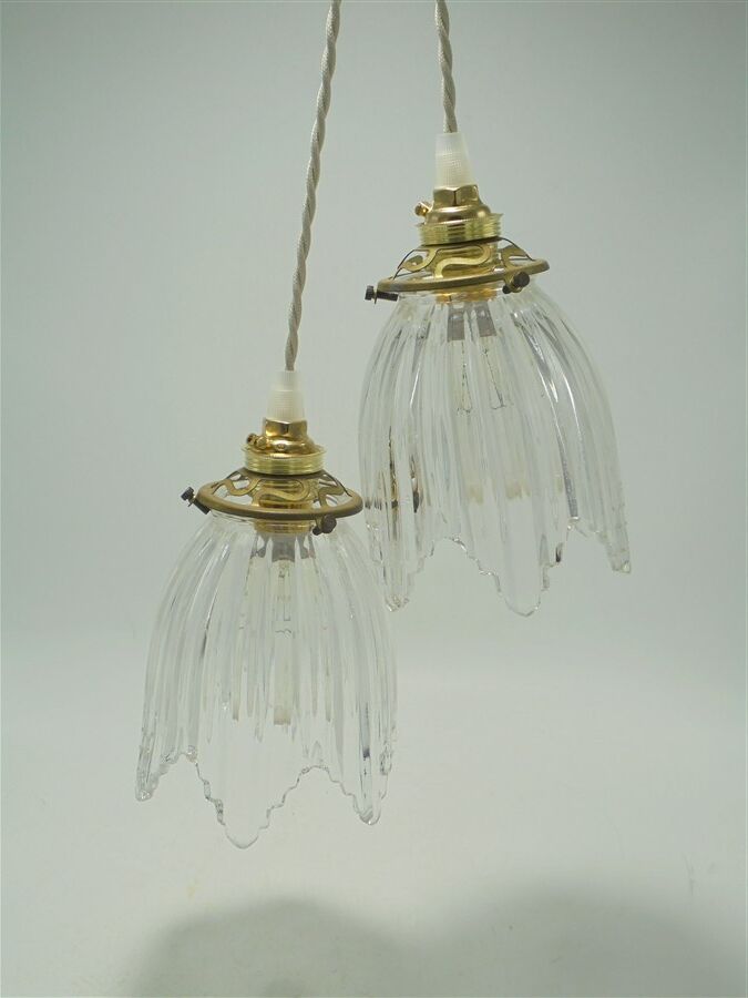 Pair of glass pendant lights