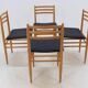 Ensemble de quatre chaises de salle à manger des années 1970, design scandinave.