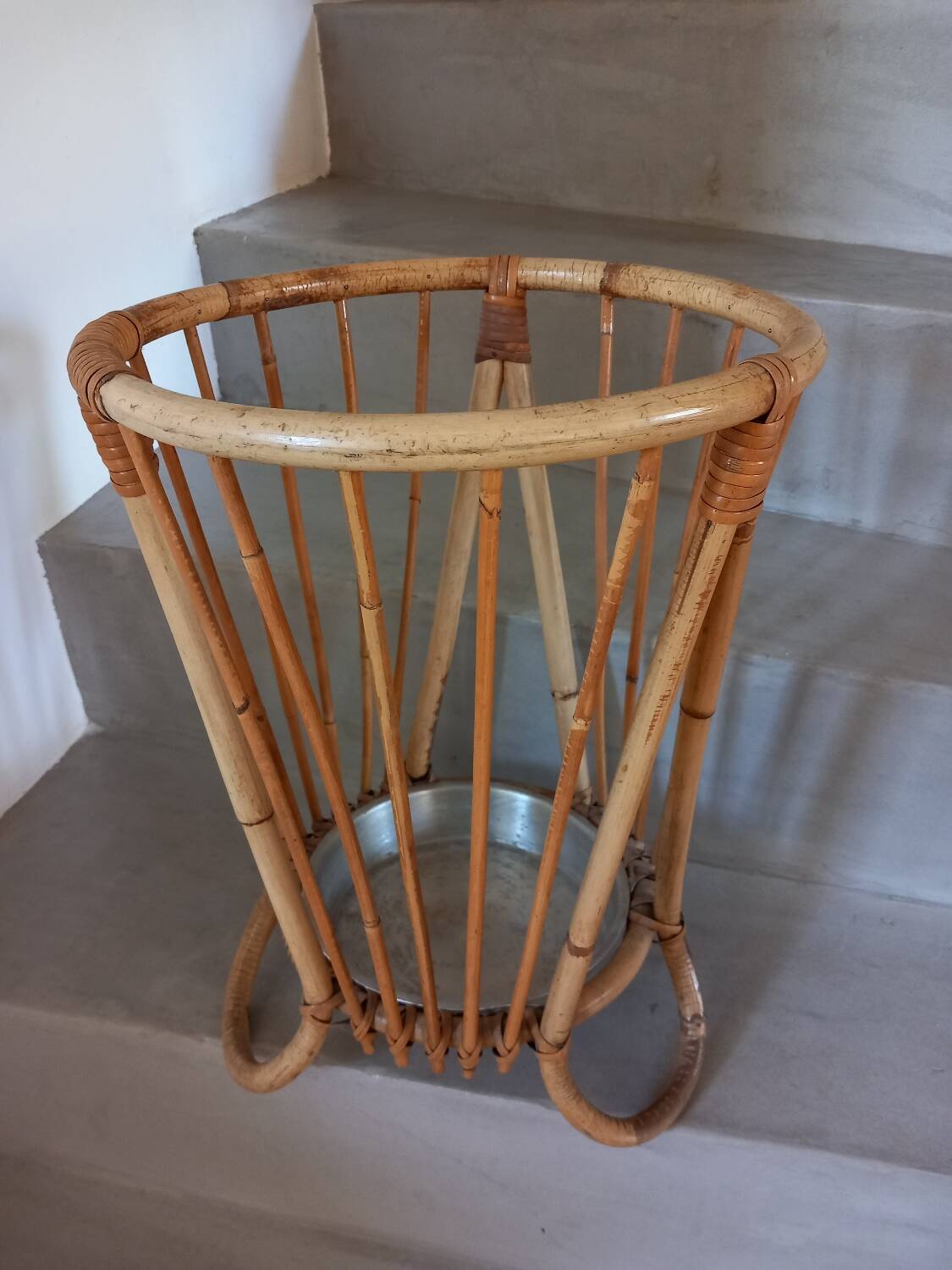 Vintage wicker umbrella stand