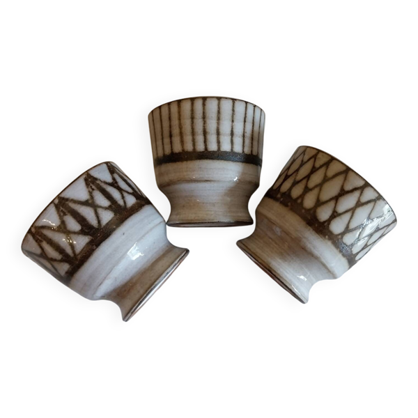 3 coquetiers vintage en céramique Vallauris Émile Masson